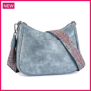 Vegan Leather Crossbody Bag with Adjustable Strap, Spacious Compartments